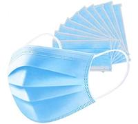 Shatchi disposable facial mask with ear loop, 3 lint, blue, 100 pieces