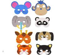 SHATCHI Eva Foam Animal Face Masks For Kids Birthday Party Bag Fillers Masquerade, Christmas, Halloween Fancy Dress Accessories Assorted
