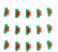 SHATCHI Fabric Welsh Bunting Polyester Banner 30 Flags For Street Party Football Rugby Cricket Day World Cup Decoration Support,red,33ft/10m