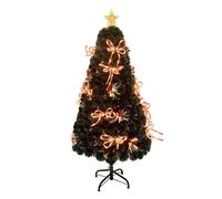 Shatchi Fibre Optic Christmas Star Topper-Ribbon Bows Decorations-Green Pre-Lit Artificial Christmas Tree in Green | Size: 4ft Shatchi Green 4ft