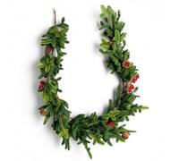 SHATCHI Fir Garland 180cm PE Material Real Garlands With Berries and Pine Cones Touch Holiday Christmas Garland Fire-Resistant Garlands for Door & Christmas Decoration