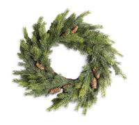 SHATCHI Fir Wreath 60cm PE Material Real Touch Artificial Christmas Wreath With Pine Cones Winter Green Front Door Holiday Decor Fire-Resistant Bendable Branches For Home Festive Display