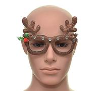 SHATCHI Frame Reindeer Brown Christmas Glasses Fancy Xmas Dress Novelty Party Accessories Supplies Selfie Photo Props Bag Stocking Fillers, Multi