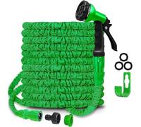 SHATCHI Garden Pipe,Flexible Expanding Magic Hose with 3/4", 1/2" Fittings,8 Functions Spray Nozzle, Blue or Green, 100FT/30m