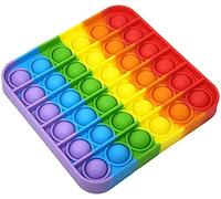 SHATCHI Geometric/Animal/Apple Shapes Push Bubble Pop up Sensory Silicon Extrusion Fidget Toy, Stress Anxiety Relief Autism Special Needs Squeeze Tools for Kids Adult, Rainbow