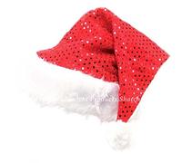 SHATCHI Gifts 4 All Occasions Limited 2pcs Deluxe Santa Father Christmas Hat with Sequin Fancy Dress Costume Accessories Celebration Outfit, Red/White, Adult, 1408