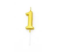 Shatchi Gifts 4 All Occasions Limited Gold 1 Number Candle Birthday Anniversary Party Cake Decorations Topper, 4.5 cm