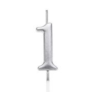 Shatchi Gifts 4 All Occasions Limited Silver 1 Number Candle Birthday Anniversary Party Cake Decorations Topper, 4.5 Cm