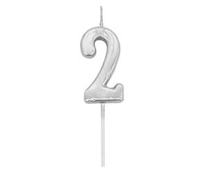 Shatchi Gifts 4 All Occasions Limited Silver 2 Number Candle Birthday Anniversary Party Cake Decorations Topper, 4.5 cm