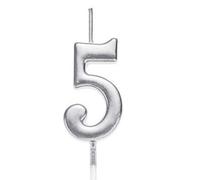 Shatchi Gifts 4 All Occasions Limited Silver 5 Number Candle Birthday Anniversary Party Cake Decorations Topper