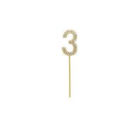 Gold 3 Sparkley Diamond Cake Topper Number 3 for Birthday Anniversary Shatchi Gold One Size