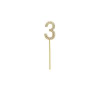 Shatchi Gold 3 Sparkley Diamond Cake Topper Number 3 for Birthday Anniversary Shatchi Gold