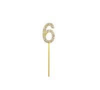 Gold 6 Sparkley Diamond Cake Topper Number 6 for Birthday Anniversary Shatchi Gold One Size