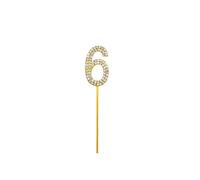 Shatchi Gold 6 Sparkley Diamond Cake Topper Number 6 for Birthday Anniversary Shatchi Gold
