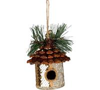 Gold Sequin Birdhouse 10x11cm - Christmas Tree Hanging Decorations Festive Decorative Ornaments Fairy Tale Themed Xmas Tree Pendant