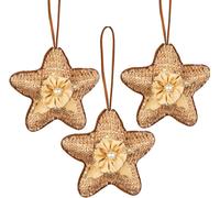 3Pcs Gold Jute star 12cm - Christmas Tree Hanging Decorations Festive Decorative Ornaments Fairy Tale Themed Xmas Tree Pendant