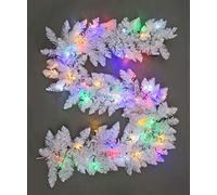 SHATCHI Green/Black Imperial Pine Garland/Wreath Christmas Holiday Xmas Home Office Fireplaces Stairs Decoration with Non Pre-Lit (CW/WW, White w/Multicolour LEDs, 2m, 2m garland