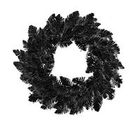 SHATCHI Green White Imperial Pine Garland Christmas Holiday Xmas Home Office Fireplaces Stairs Decoration with Non Pre-Lit (CW/WW/Multicolour LEDs), Plain Black, 55cm Wreath