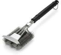 BBQ Cleaning Brush for Grill, Stainless Steel Wire Bristles, Heavy Duty Barbecue Cleaner, Long Handle Grill Brush for Gas Charcoal BBQ, Weber Compatible, Outdoor Cooking Accessories