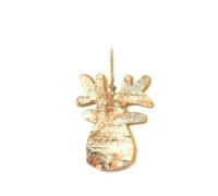 Shatchi 15403-WOODEN-ORNAMENT-1PCS Hand Crafted 8cm Real Wooden Christmas Ornament Tree Hanging Decorations Xmas Home Décor-Reindeer, Brown