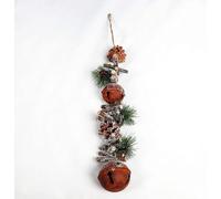 Shatchi Hanging Decoration with Jingle Bells Wooden Sticks, Berries & Pinecones Christmas Home Wall Door 50 CM Rustic Shatchi Multicolor