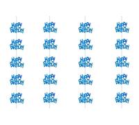 Shatchi Happy Birthday Glitz Blue Anniversary Birthday Metallic Hanging String Shiny Foil Wall Decorations Pack Of 6