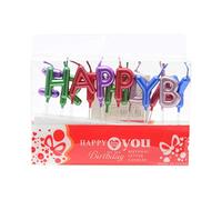 SHATCHI Happy Multicolour Metallic Polka Dot Letters/Sprial Candles for Boys Girls Birthday Anniversary Wedding Party Cake Toppers Decorations