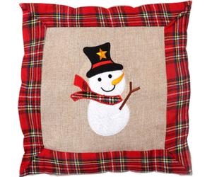 Shatchi Hessian Home Bedroom Office Decorations Burlap Cotton Linen Printed Pillow Covers Snowman, 40X40Cm 40X40Cm