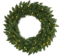 SHATCHI Black Imperial Pine Garland Christmas Holiday Xmas Home Office Fireplaces Stairs Decoration with Non Pre-Lit (CW/WW/Multicolour, Green w/Warm White LEDs, 55cm Wreath