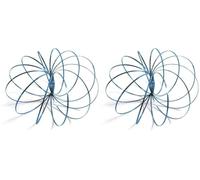 SHATCHI Infinity Arm Spring Slinky Juggle Dance 3D Magic Flow Ring Stainless Steel Hand Fidget Spinner Interactive Kinetic Decompression Toys for Kids Adults, Blue,Small (Pack of 2)