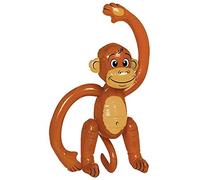Shatchi Inflatable Blow up Brown Monkey Chimp Tropical Summer Pool Beach Hawaiian African Fancy Dress Party Decoration Hen Stag Do Accessories, (1pc-12pcs), 4pcs