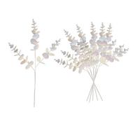 Shatchi Iridescent White Glitter Artificial Eucalyptus Christmas Tree Picks 55Cm Pack Of 6