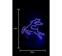 Jumping Reindeer Neon Effect Rope Light Silhouette Double Side 90 Blue LEDs Christmas Outdoor Shatchi Blue One Size