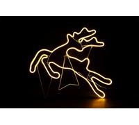 SHATCHI Jumping Reindeer Neon Effect Rope Light Silhouette Double Side 90 Warm White LEDs Christmas Outdoor Home Wall Garden Holiday Festive Decorations,SHATCHI