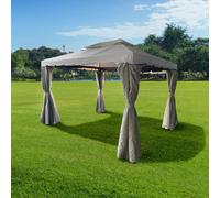 Shatchi Khaki Gazebo with Nets Aluminium Frame & Powder coated Steel Roof, 3x4x2.75m Shatchi Khaki