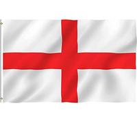 SHATCHI Large 3 x 2FT (90x60Cm) England Flag St George's Cross Red White English National Flag Polyester Fabric Brass Eyelets for Football World Cup Rugby Supporter