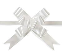 SHATCHI Large 30mm/3cm Ribbon Pull Bows for Party Wall, Gift Wraps, Christmas Trees, Wedding, Birthday Hampers Decoration Florist, White, 60pcs