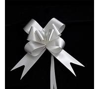 SHATCHI Large 30mm/3cm Ribbon Pull Bows for Party Wall, Gift Wraps, Christmas Trees, Wedding, Birthday Hampers Decoration Florist, Silver, 60pcs