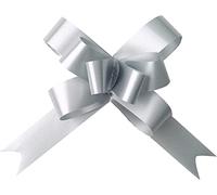 SHATCHI Large 30mm/3cm Ribbon Pull Bows for Party Wall, Gift Wraps, Christmas Trees, Wedding, Birthday Hampers Decoration Florist, Silver, 30pcs
