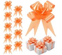 Shatchi Large 50mm/5Cm Ribbon Pull Bows For All Occation Decoration , Orange, 10Pk