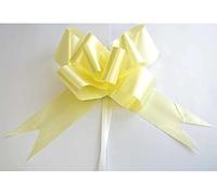 SHATCHI Large 50mm/5cm Ribbon Pull Bows for Party Wall, Gift Wraps, Christmas Trees, Wedding, Birthday Hampers Decoration Florist, Light Yellow, 60pcs