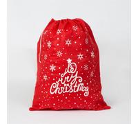 Shatchi Large Felt Santa Sack Snowman/Snowflake Stocking Xmas Gifts Presents Printed Bag Merry Christmas, 5Pcs in Red Shatchi Red