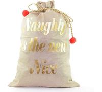 Shatchi Large Premium Hessian Santa Sack Brown Stocking Bag Naughty Is The New Nice Christmas Accessories Xmas Christmas Gifts Bag 72X50Cm