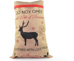 SHATCHI Large Premium Hessian Santa Sack Stocking Accessories Brown Xmas Christmas Gifts Bag 70 x 50cm (DO NOT Open Until 25th December)