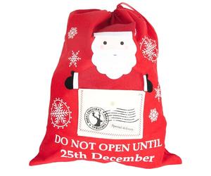 SHATCHI Large Santa Sack Special Delivery - 50x60 cm, Do Not Open Until 25th December Bag with Letter Pocket Xmas Stocking Accessories