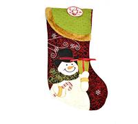 SHATCHI Large Traditional Deluxe Hand Crafted 3D Santa Stocking Sock Sack Christmas Xmas Gifts Bag Toys Sweets Tree Snowman Decorations 46cm Long