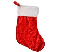 SHATCHI Large Traditional Father Christmas Deluxe Santa Stocking Velvet Fluffy Plush Sack for Kids Gift Bags Xmas Holiday Hanging Decorations 20X48CM, Red/White, 12pcs
