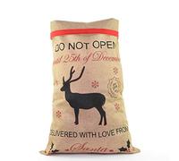 SHATCHI Large Traditional Vintage Hessian Santa Sack Stocking Airmail Christmas Accessories Brown Xmas Gifts Bag 70 x 50cm, Do Not Open Until 25th December