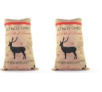 SHATCHI Large Traditional Vintage Hessian Santa Sack Stocking Airmail Christmas Accessories Brown Xmas Gifts Bag 70 x 50cm, Do Not Open Until 25th December (Pack of 2)