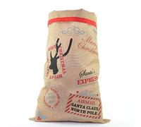 SHATCHI Large Traditional Vintage Hessian Santa Sack Stocking Airmail/Do Not Open Until Christmas Accessories Xmas Gifts Bag 70 x 50cm, Brown and Multicolor